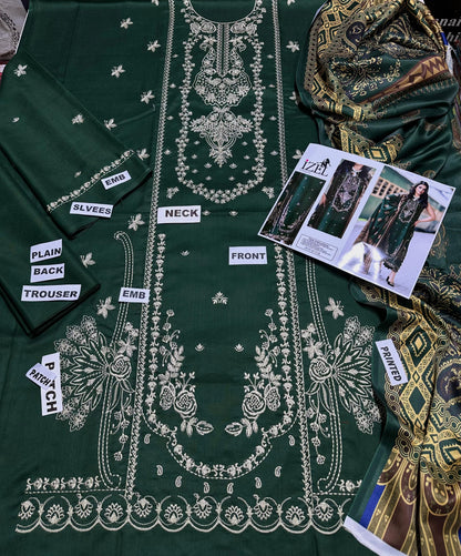 Izel (Premium Dhanak) – 3 Pcs Unstitched Suit