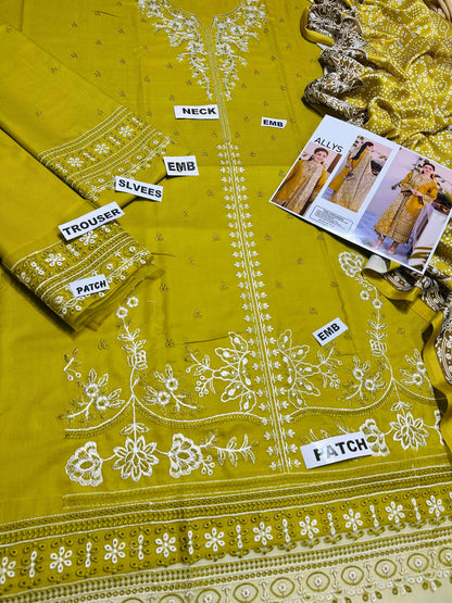 ALLYS (Premium Dhanak) – 3 Pcs Unstitched Suit